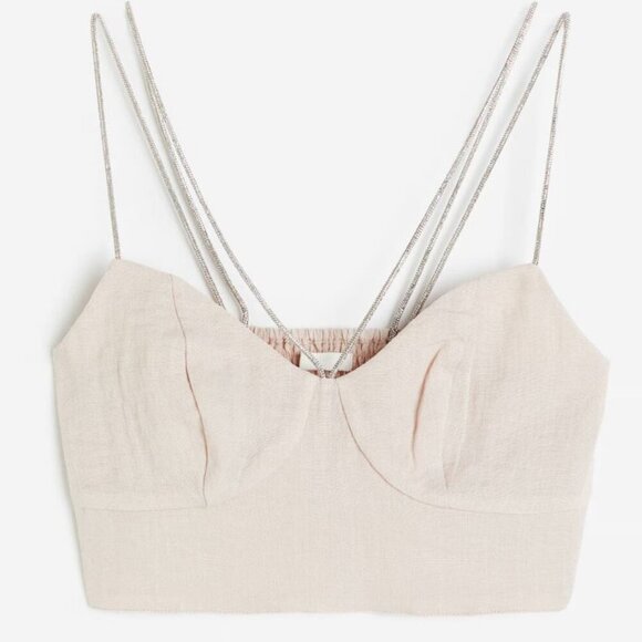 Elegant Beige Women's Top with Chain Straps - Picture 8 of 8